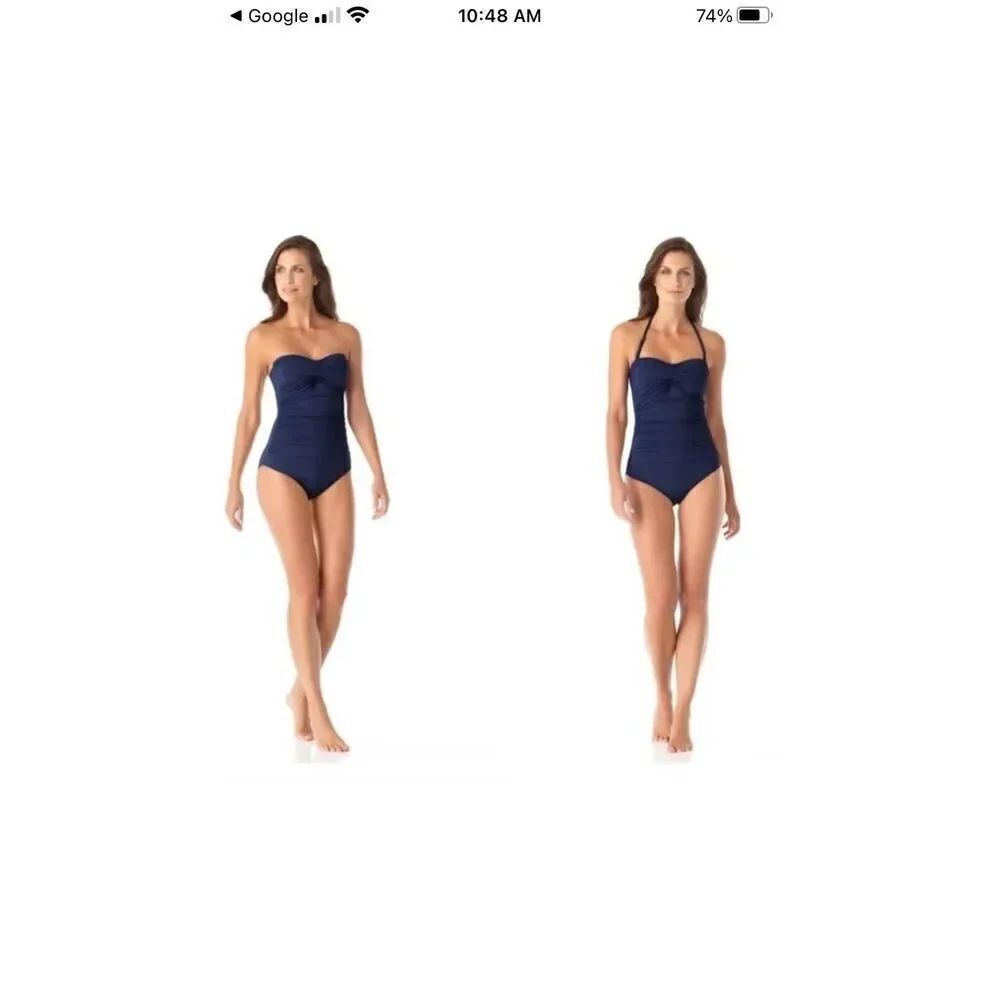 Anne Cole Live in Color Twist Front Shirred One Piece SZ 10 NWT